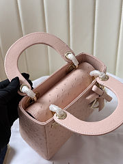 Colestore Dior Mini Lady Dior Pink Ostrich Leather with Strap 17cm - 4