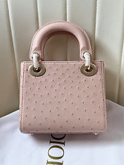 Colestore Dior Mini Lady Dior Pink Ostrich Leather with Strap 17cm - 3