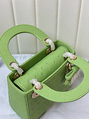 	 Colestore Dior Mini Lady Dior Light Green Ostrich Leather with Strap 17cm - 2