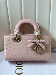Colestore Dior Mini Lady D-Joy Pink Ostrich Leather with Strap 19cm - 1