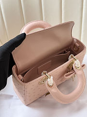 Colestore Dior Mini Lady D-Joy Pink Ostrich Leather with Strap 19cm - 4