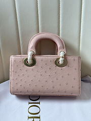Colestore Dior Mini Lady D-Joy Pink Ostrich Leather with Strap 19cm - 2