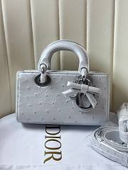 	 Colestore Dior Mini Lady D-Joy Snow White Ostrich Leather with Strap 19cm - 1