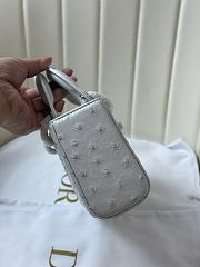 	 Colestore Dior Mini Lady D-Joy Snow White Ostrich Leather with Strap 19cm - 6