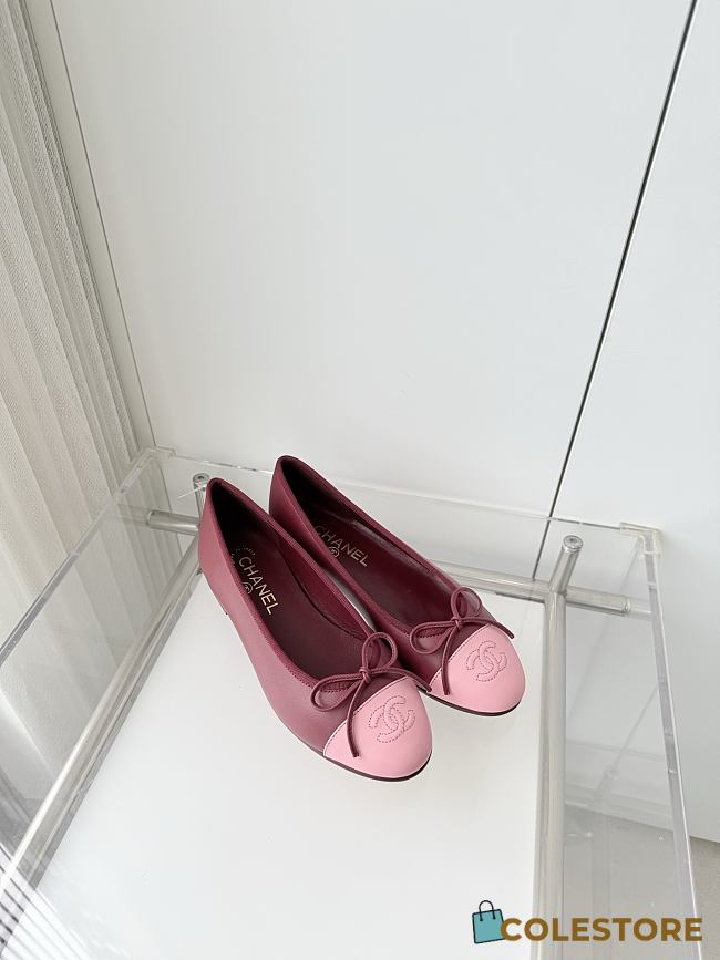 Colestore Chanel Ballet flats   Lambskin  Burgundy & Pink - 1