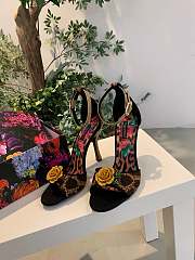 Colestore Dolce & Gabbana Women's Brown Leopard Print Yellow Rose Sandals 105mm - 1
