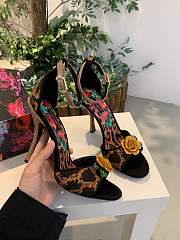 Colestore Dolce & Gabbana Women's Brown Leopard Print Yellow Rose Sandals 105mm - 5