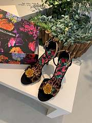 Colestore Dolce & Gabbana Women's Brown Leopard Print Yellow Rose Sandals 105mm - 4