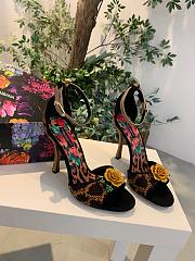 Colestore Dolce & Gabbana Women's Brown Leopard Print Yellow Rose Sandals 105mm - 2
