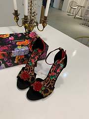 Colestore Dolce & Gabbana Women's Brown Leopard Print Rose Sandals 105mm - 6