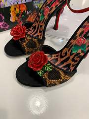 Colestore Dolce & Gabbana Women's Brown Leopard Print Rose Sandals 105mm - 5