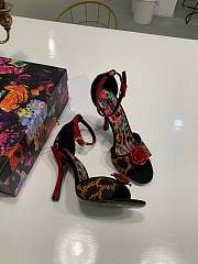 Colestore Dolce & Gabbana Women's Brown Leopard Print Rose Sandals 105mm - 3