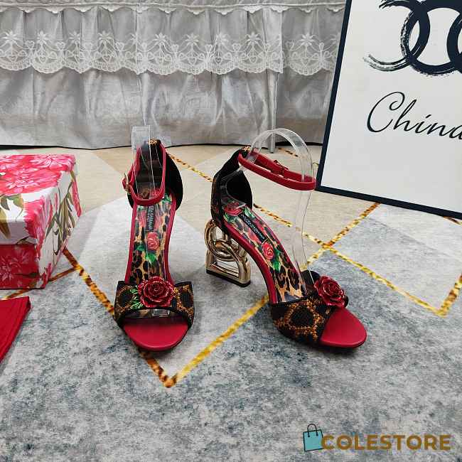 Colestore Dolce & Gabbana Leopard Print Rose Baroque DG Sandals  - 1