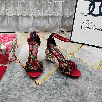 Colestore Dolce & Gabbana Leopard Print Rose Baroque DG Sandals 