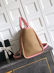 Colestore Chanel Large Shopping Bag   Braided Straw, Suede Calfskin & Gold-Tone Metal  Beige & Pink 38cm - 3