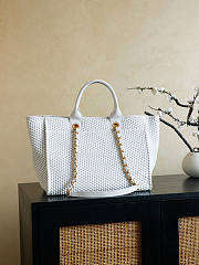 Colestore Chanel Large Shopping Bag   Braided Straw, Suede Calfskin & Gold-Tone Metal  White 38cm - 3
