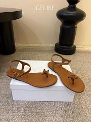 Colestore Celine Bay Triomphe Thong Sandal in Supple Calfskin Cognac - 4