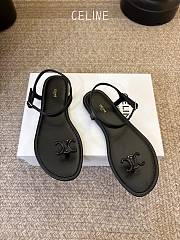 Colestore Celine Bay Triomphe Thong Sandal in Supple Calfskin Black - 6