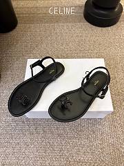 Colestore Celine Bay Triomphe Thong Sandal in Supple Calfskin Black - 4