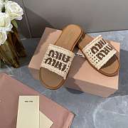Colestore Miu Miu Crochet and leather slides Ivory - 5