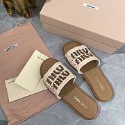 Colestore Miu Miu Crochet and leather slides Ivory - 3