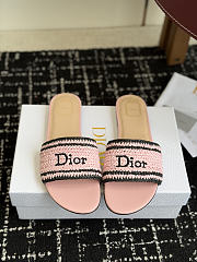 Colestore Dior Dioriviera Dior Woven Slide Soupir Pink Crocheted Raffia-Effect Technical Fabric - 1