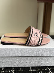 Colestore Dior Dioriviera Dior Woven Slide Soupir Pink Crocheted Raffia-Effect Technical Fabric - 4