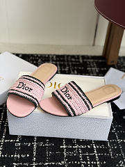 Colestore Dior Dioriviera Dior Woven Slide Soupir Pink Crocheted Raffia-Effect Technical Fabric - 3