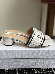 Colestore Dior Dioriviera Dior Woven Heeled Slide White Crocheted Raffia-Effect Technical Fabric  - 1