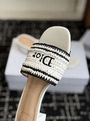 Colestore Dior Dioriviera Dior Woven Heeled Slide White Crocheted Raffia-Effect Technical Fabric  - 6