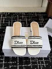 Colestore Dior Dioriviera Dior Woven Heeled Slide White Crocheted Raffia-Effect Technical Fabric  - 3