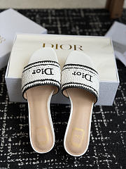 Colestore Dior Dioriviera Dior Woven Heeled Slide White Crocheted Raffia-Effect Technical Fabric  - 4