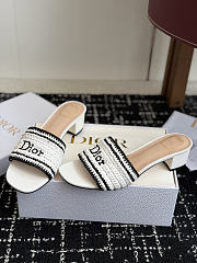 Colestore Dior Dioriviera Dior Woven Heeled Slide White Crocheted Raffia-Effect Technical Fabric  - 2