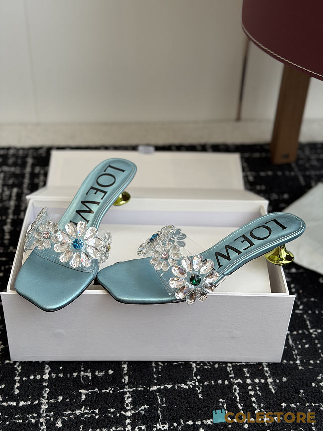 Colestore  Loewe Toy Crystal Flowers sandal in PVC  Turquoise/Green - 1