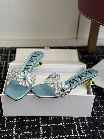 Colestore  Loewe Toy Crystal Flowers sandal in PVC  Turquoise/Green