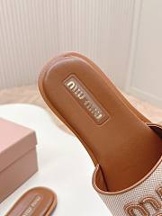 Colestore Miu Miu Canvas and leather slides Beige/Brandy - 6