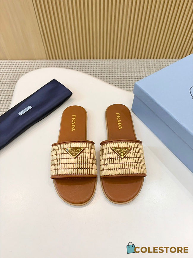Colestore Prada Leather and Crochet slides Beige - 1
