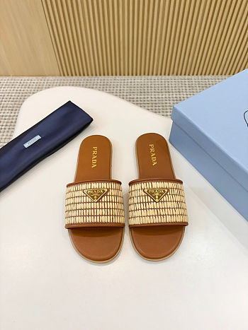 Colestore Prada Leather and Crochet slides Beige