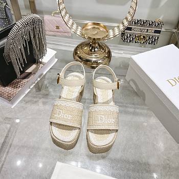 Colestore Dior Dentelle Wedge Sandal Trench Dior Oblique Embroidered Cotton and White Lace