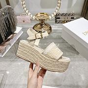Colestore Dior Dentelle Wedge Sandal Trench Dior Oblique Embroidered Cotton and White Lace - 4