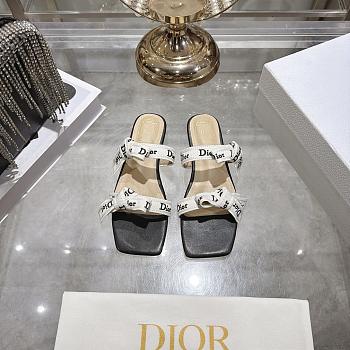 Colestore Dior J'Adior Sandal with Straps White Embroidered Cotton and Black Lambskin