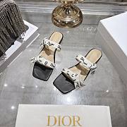 Colestore Dior J'Adior Sandal with Straps White Embroidered Cotton and Black Lambskin - 6