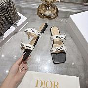 Colestore Dior J'Adior Sandal with Straps White Embroidered Cotton and Black Lambskin - 5
