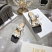 Colestore Dior J'Adior Sandal with Straps White Embroidered Cotton and Black Lambskin - 4