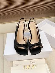 Colestore Dior Bow Heeled Slingback Sandal Black Embroidery fabric Lambskin 7.5 cm - 1