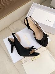 Colestore Dior Bow Heeled Slingback Sandal Black Embroidery fabric Lambskin 7.5 cm - 6
