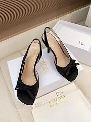 Colestore Dior Bow Heeled Slingback Sandal Black Embroidery fabric Lambskin 7.5 cm - 5