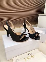 Colestore Dior Bow Heeled Slingback Sandal Black Embroidery fabric Lambskin 7.5 cm - 4