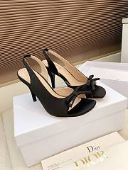 Colestore Dior Bow Heeled Slingback Sandal Black Embroidery fabric Lambskin 7.5 cm - 3