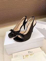 Colestore Dior Bow Heeled Slingback Sandal Black Embroidery fabric Lambskin 7.5 cm - 2